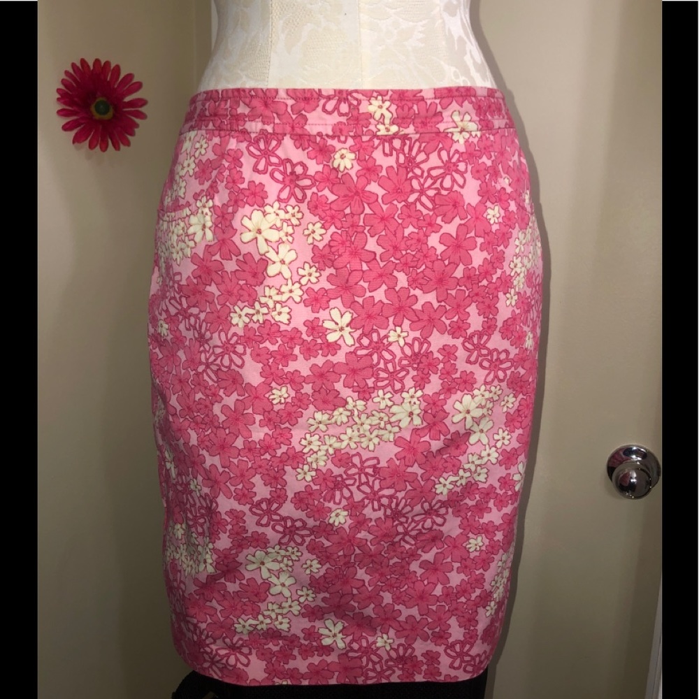 Pink and white floral pink skirt.
